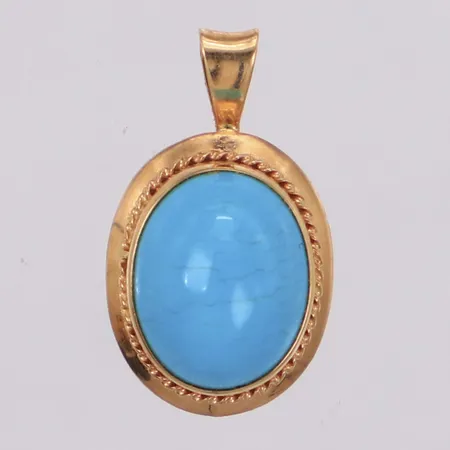 Hänge med turkos sten, 18x10mm, 18K Vikt: 0,9 g