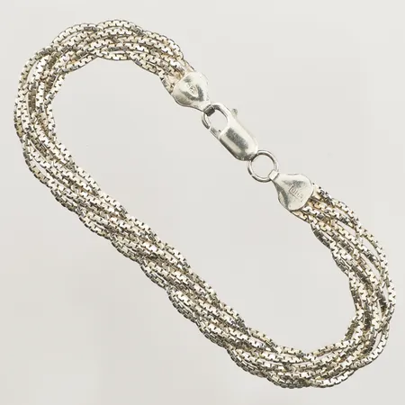 Armband flätat, ca 19cm, bredd 6,8mm, 925/1000 silver Vikt: 7,9 g