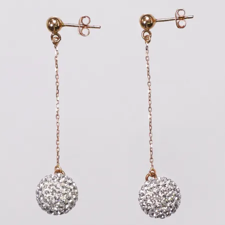 Ett par örhängen, vita stenar, 50mm, 18K Vikt: 2,7 g