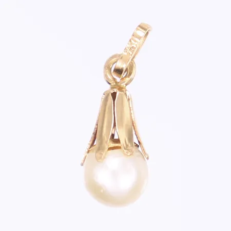Hänge med odlad pärla, höjd 20mm, smärre ytskador/limrester, 18K Vikt: 1,5 g