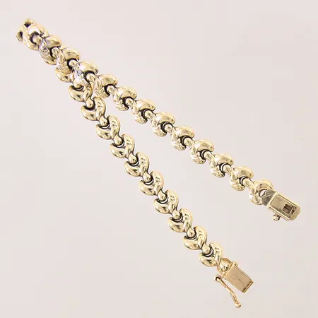 Armband med vita stenar, längd: 18,5cm, bredd: 7mm, 14K Vikt: 9,4 g