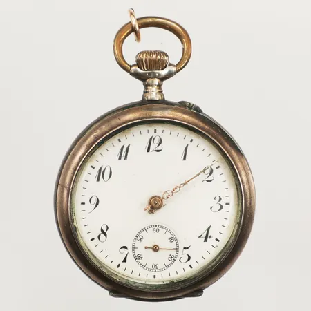 Mormorsur, 34mm, dekor i relief, löst glas, tickar, Prima Qualität Remontoir - Cylindre 10 rubis, saknar en visare, 800/1000 silver