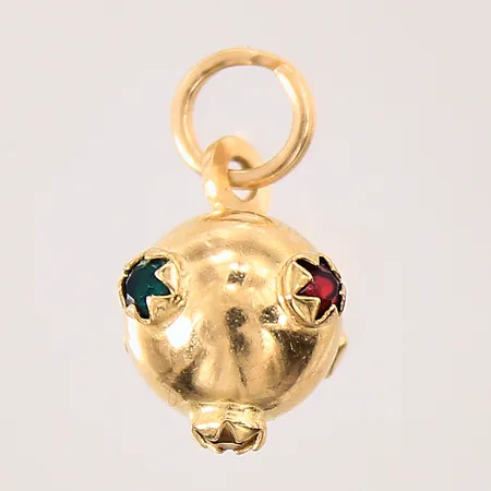 Hänge boll med färgade stenar, längd: 15mm, bredd: 1,1-12,5mm, 18K Vikt: 2,6 g