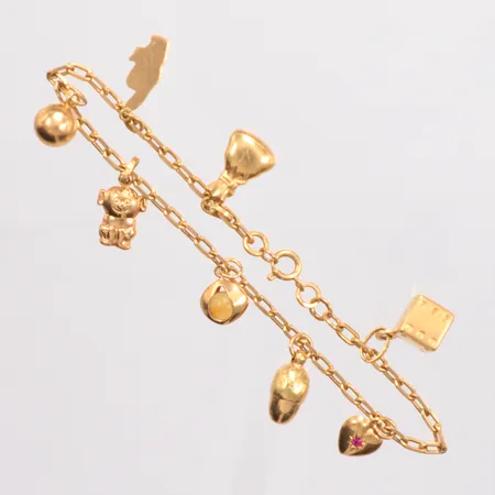 Armband Ankar med 8 berlocker, längd 20,5cm, 18k Vikt: 12,6 g