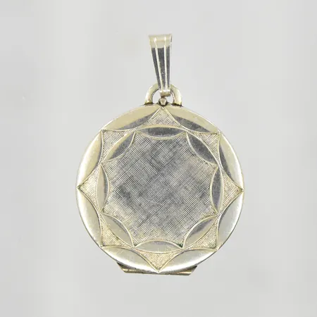 Hänge medaljong, längd 28 mm, Ø21 mm, glasinsatser, 835/1000 silver. Vikt: 7,2 g