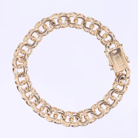 Armband Bismarck, 18,5cm, bredd 9mm, svenska stämplar, 18K Vikt: 27,1 g