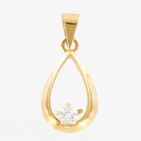 Hänge, vit sten, 18x8mm, en klo sned, 18K Vikt: 0,4 g