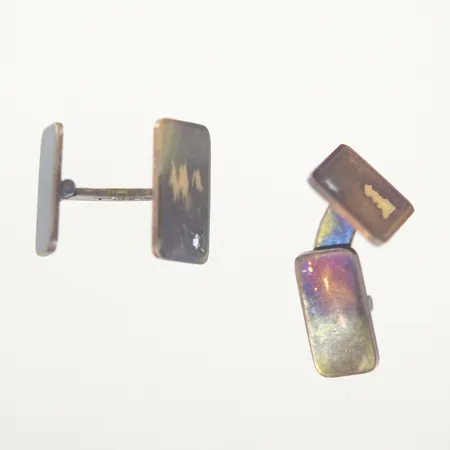 Ett par manschettknappar, bredd 17,6 x 12,6 mm, silver 925/1000 Vikt: 10,3 g