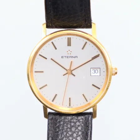Herrur Eterna läderband, gravyr, Ø33,5mm, 18K