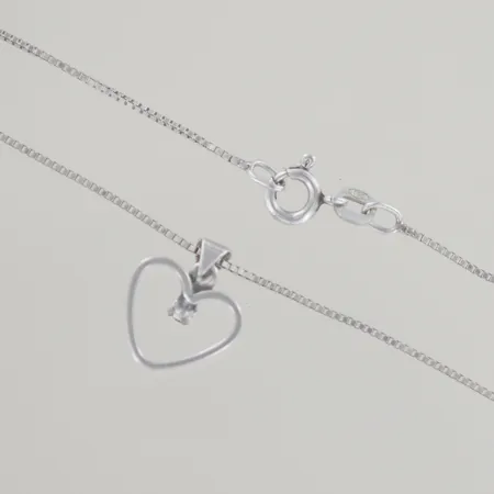 Halskedja med hjärta, längd 38,5/1,5 cm, silver 925/1000 Vikt: 2,4 g