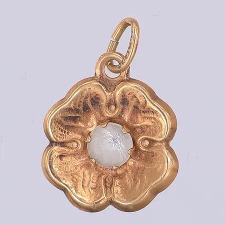 Hänge, blomma, vit sten, 18mm, 14K Vikt: 0,6 g