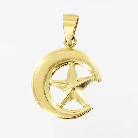 Hänge, måne och stjärna, 37x24mm, 18K.  Vikt: 7,8 g