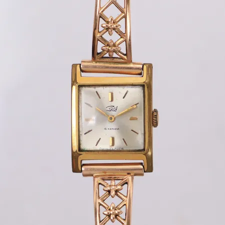 Damur, ryskt märke, bredd 21mm, går ej, gulmetall, armband längd 16,5cm, roséguld 14K.