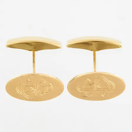 Ett par manschettknappar, 18x13mm, gravyr, del i metall, 18K Vikt: 8,1 g