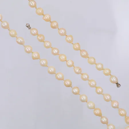 Collier med odlade sötvattenpärlor Ø6,5mm, 48cm, slitna pärlor, dobbar som passar till Ole Lynggaardlås Vikt: 0 g