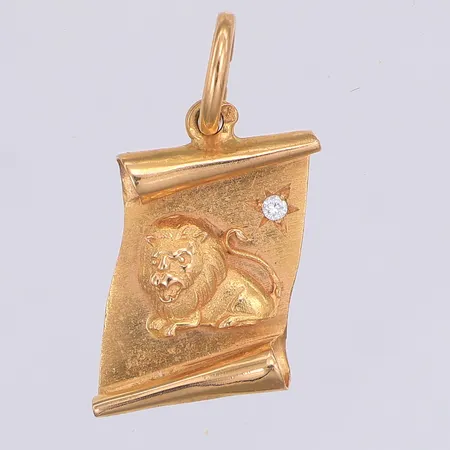 Hänge lejonet med diamant ca 0,02ct, 25mm, 18K Vikt: 4,5 g