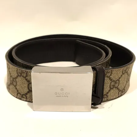 Bälte, Gucci Cloth, beige monogramcanvas, spänne i vit metall, längd 90cm, bredd 4cm, repor/slitage, inga övriga tillbehör