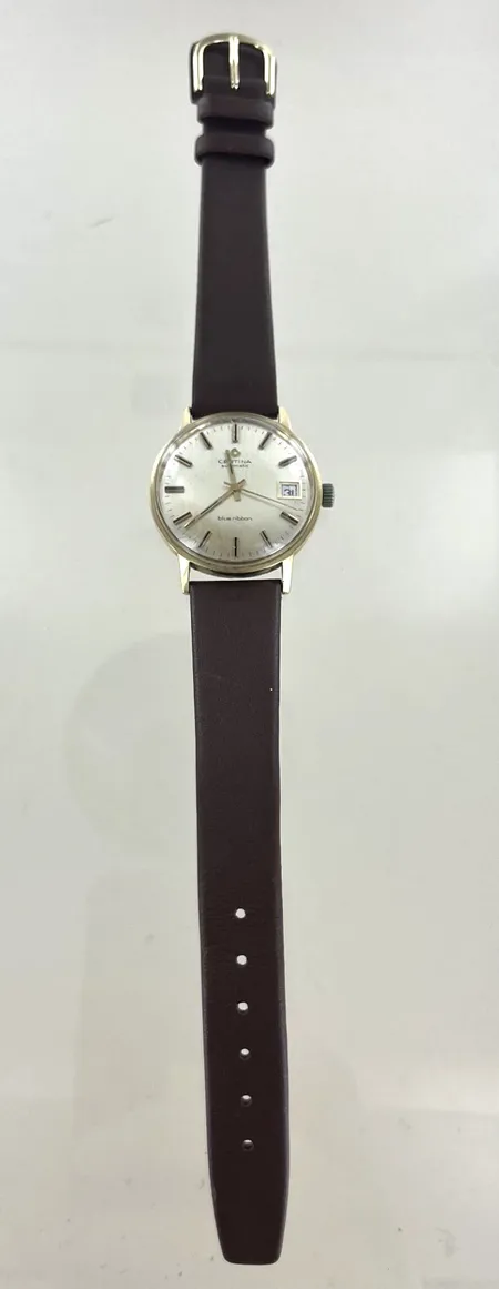 Herrur Certina Automatic Blue Ribbon, diam 35 mm, graverad, repigt glas, 14K