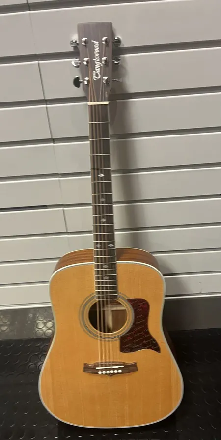 Westerngitarr Tangelwood TW15NS Sundance, dreadnoughtkropp i solid gran och mahogny, greppbräda i rosewood, grovermekanink, hårt fodral. Fint skick! Skickas med postpaket.