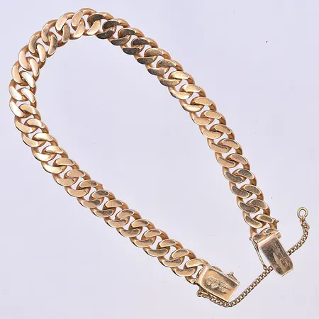 Armband Pansar, längd 18 cm, bredd 7 mm, säkerhetskedja del saknas, 18K. Vikt: 26,7 g
