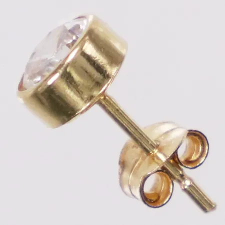 Örhänge, udda, vit sten, 5mm, 18K Vikt: 0,4 g