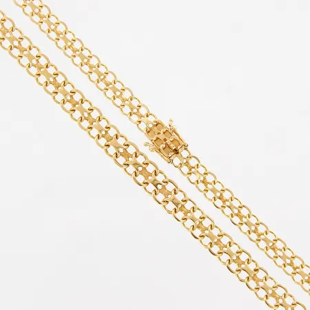 Collier X-länk, 44cm, doserad bredd 5,5-7mm, Stockholms ädelsmide, år 1970, 18K Vikt: 16 g