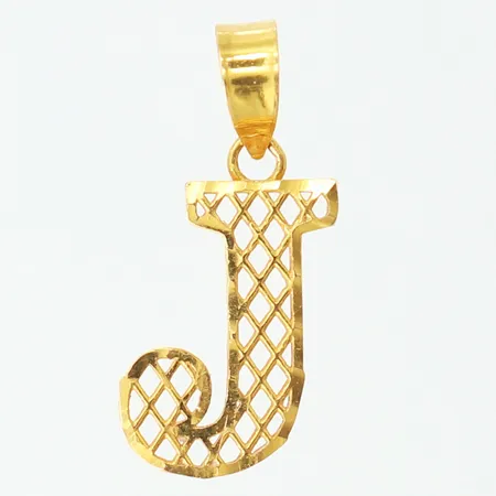 Hänge "J", 18x8mm ink ögla, 21K. Vikt: 0,7 g