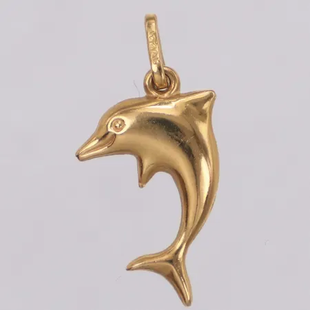 Hänge delfin, längd 23,7mm, bredd 11,7mm, ihålig, 18K Vikt: 0,7 g