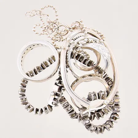 Silversmycken, stenar, skeva, udda, defekta, silver 925/1000 Vikt: 28,3 g