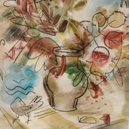 Tavla blandteknik, Diana Kouzakova, signerad, bildmått ca 42 x 58cm, ramad, ej examinerad ur ram Skickas med postpaket.