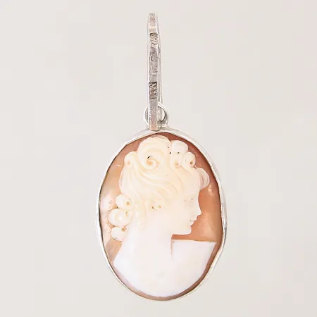 Hänge med camé, längd: 55mm, bredd: 2,2-27,4mm, bucklig, silver 925/1000 Vikt: 12,9 g