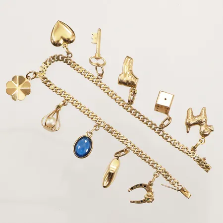 Armband Pansar med 10 berlocker, längd 17,5cm, bredd 3,2mm, 18K Vikt: 14 g