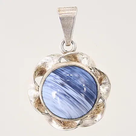 Hänge, blå sten, Ø18,6mm, silver 830/1000 Vikt: 3,3 g