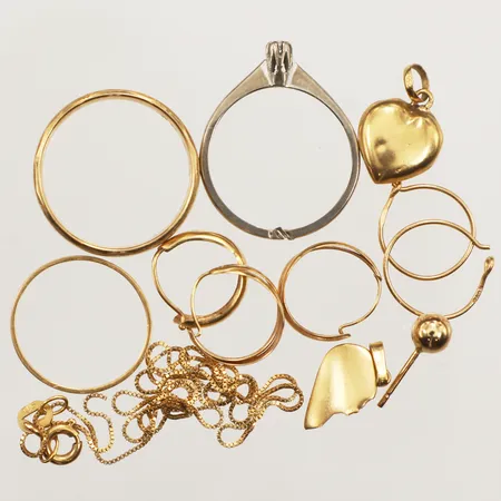 Diverse smycken, defekt, 18K Vikt: 9,6 g