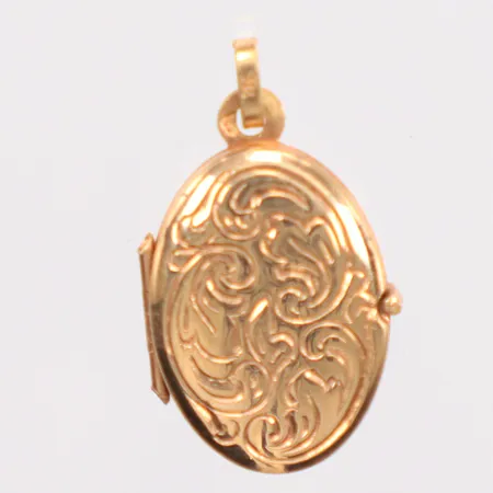 Medaljong fotogömma, gravyr, längd 2cm, 18k Vikt: 1,3 g