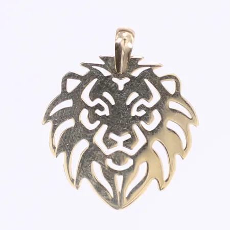 Hänge i form av lejonhuvud, höjd 25mm inkl öglan, ostämplat, 18K Vikt: 0,9 g