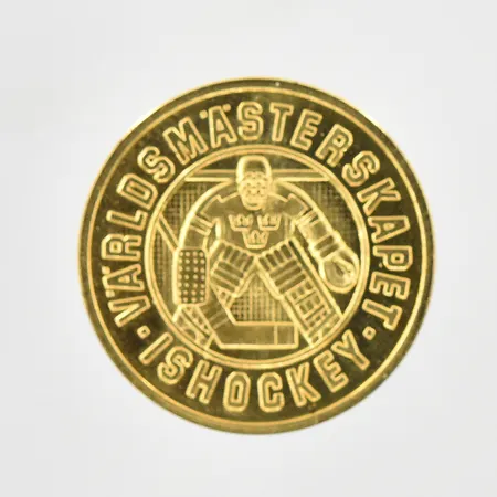 Minnesmynt, Ishockey-VM, 1989, nominellt värde 1000kr, Sveriges Riksbank, Ø21mm, plastetui, 21,6K. Vikt: 5,8 g