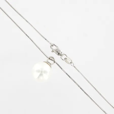 Kedja Venezia 47cm, bredd: 1mm, hänge med pärlimitation, 18mm, silver 925/1000 Vikt: 5,5 g
