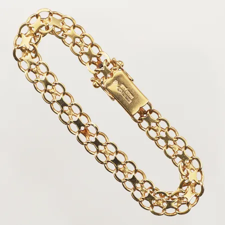 Armband X-länk, längd 18cm, bredd 8mm, Ceson Guldvaru Ab, år 1963, 18K Vikt: 14,9 g