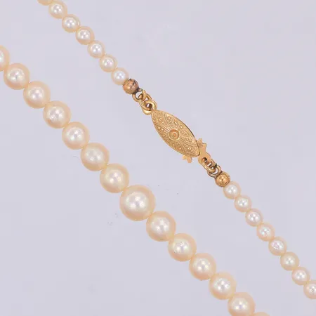 Pärlcollier doserat 45,5cm, odlade saltvattenpärlor Ø3,5-7mm, med guldlås, pärla saknas, 18K Vikt: 0 g