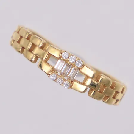 Ring med vita stenar, stl 17¾, bredd 5mm, 18K Vikt: 1,6 g