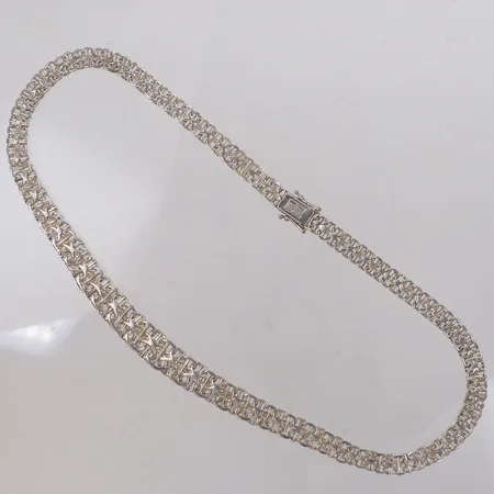 Collier X-länk, doserad, längd 45,5cm, bredd 7-11mm, Guldfynd, 925/1000 silver Vikt: 31,5 g