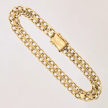 Armband X-länk, längd: 19cm, bredd: 7,5mm, del av länk bucklig, 18K Vikt: 16,3 g