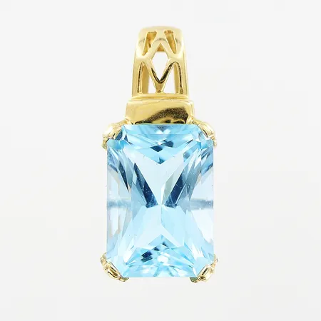 Hänge, blå sten, 22x10mm, 14K. Bruttovikt: 3,2gram.  Vikt: 3,2 g