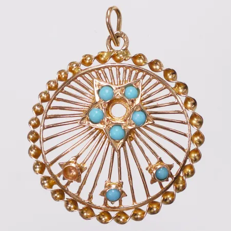 Hänge, blåa stenar, ca 30x39mm, stenar saknas, 18K Vikt: 5,2 g