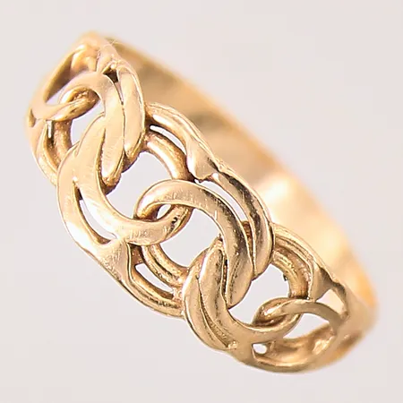 Ring Bismarck, stl: 18, bredd: 2,5-7,7mm, GHA, 18K Vikt: 2,5 g