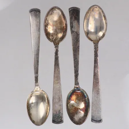 4 skedar, längd 11cm, Rosenholm, repor, 830/1000 silver Vikt: 52,8 g