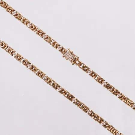 Kedja, Kejsar, diamanter ca 106 x ca 0,01ct, 76cm, bredd 5,2mm, 18K Vikt: 141,4 g