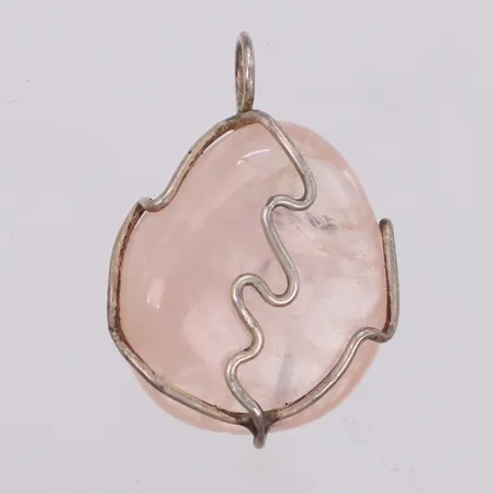 Hänge med rosenkvarts, 27x18mm, ostämplad, silver Vikt: 4,6 g