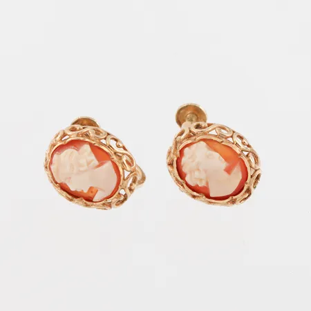 Parörhängen med camér,skruv,höjd ca 13.4 mm,18k. Vikt: 3,8 g